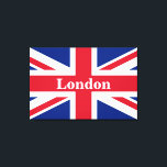 Lienzo Union Jack London ~ British Flag Canvas Print<br><div class="desc">Bandera del Reino Unido de Gran Bretaña e Irlanda del Norte con texto de Londres. Déjalo como está,  texto personalizar,  o deja en blanco.</div>