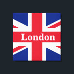 Lienzo Union Jack London ~ British Flag Canvas Print<br><div class="desc">Bandera del Reino Unido de Gran Bretaña e Irlanda del Norte con texto de Londres. Déjalo como está,  texto personalizar,  o deja en blanco.</div>