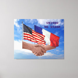 Lienzo United We Stand USA & France Wrapped Canvas