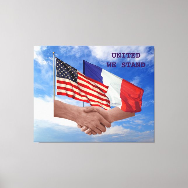 Lienzo United We Stand USA & France Wrapped Canvas (Anverso)