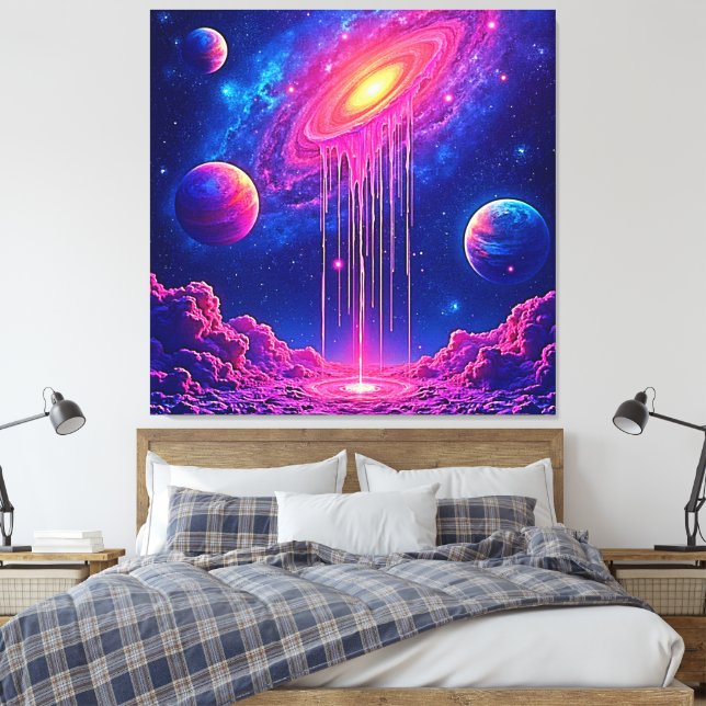 Lienzo Universo de neón: estrellas brillantes (Insitu(Dormitorio))
