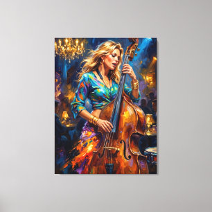 Lienzo Upright Bass Rhythm - Impressionist Jazz Musici