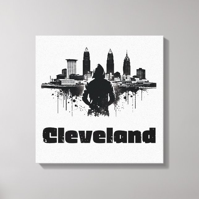 Lienzo Urban Cleveland Skyline Premium Canvas Art (Anverso)