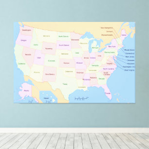 Lienzo US USA United States Map 60x40 pulgadas