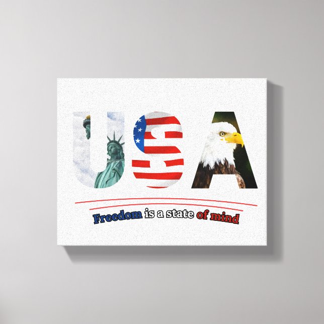 Lienzo "USA – Freedom Is a State of Mind" (Anverso)