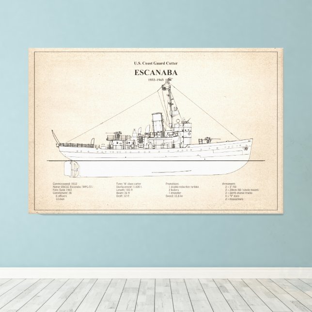 Lienzo USCGC Escanaba wpc-77 - SBD (Insitu (piso de madera))