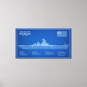 Lienzo USS Missouri - Planes de trazado de buques ABD