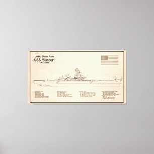 Lienzo USS Missouri - Planes de trazado de buques SD