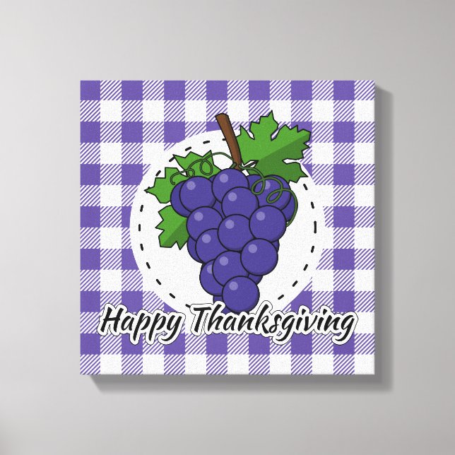 Lienzo Uva sobre la pasta violeta - Feliz día de gracias (Anverso)