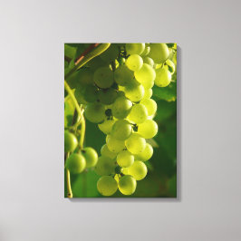 Lienzo Uvas verdes sobre el vino