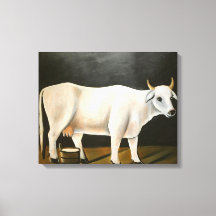 Vaca blanca sobre fondo negro (animal de granja)