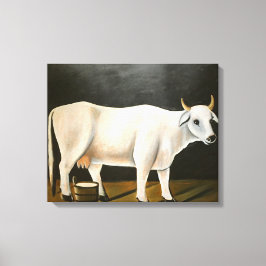 Lienzo Vaca blanca sobre fondo negro (animal de granja)