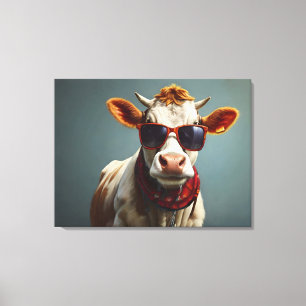 Lienzo Vaca con gafas de sol