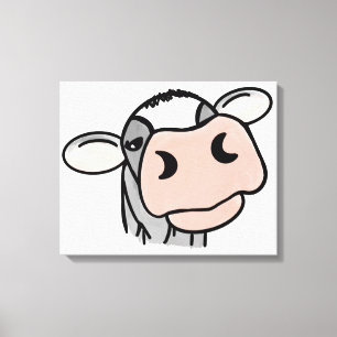 Lienzo vaca de dibujos animados negro blanco rosa beso gr