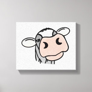 Lienzo vaca de dibujos animados negro blanco rosa beso gr