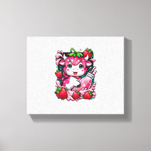 Lienzo Vaca de fresa Kawaii Anime Fresa Leche