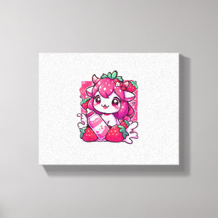 Lienzo Vaca de fresa Kawaii Anime Fresa Leche _2_1