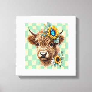 Lienzo Vaca girasol Png, linda vaca de las Tierras Altas