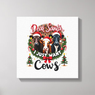 Lienzo Vaca Navidad Querido Santa Solo Quiero Vacas Diver