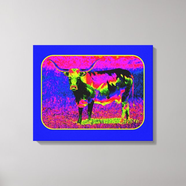 Lienzo Vaca Psicodélica Longhorn (Anverso)