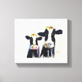 Lienzo Vacas blancas negras y blancas de agua original