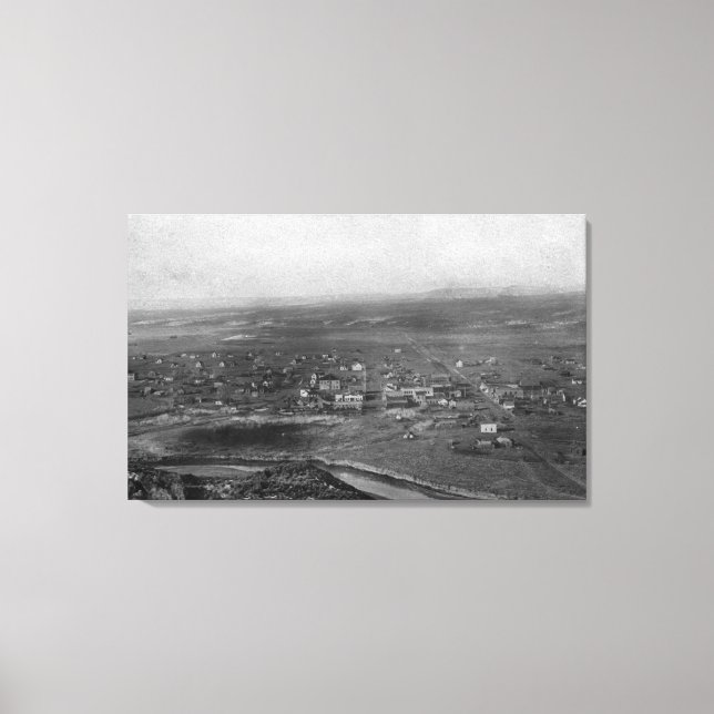 Lienzo Vale, Oregon Birds Eye View of Town Photograph (Anverso)