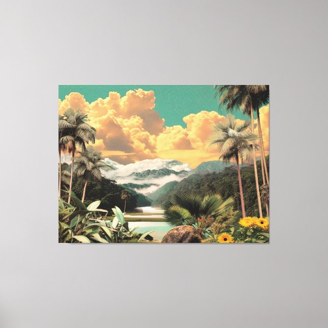 Lienzo Valle Tropical Surrealista con Palmeras (Anverso)