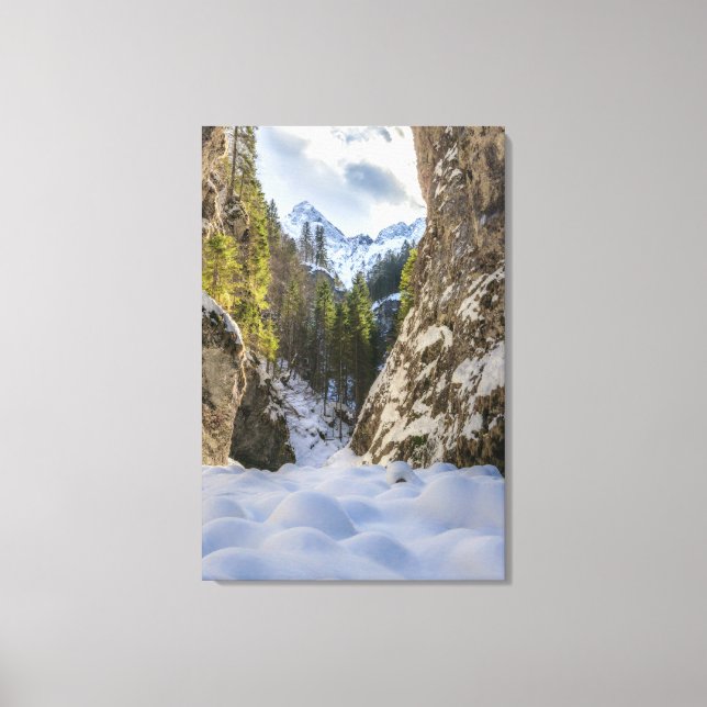 Lienzo Valle y montañas de invierno y primavera (Anverso)