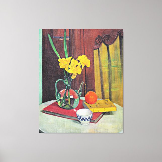 Lienzo Vallotton - Jug con Daffodils amarillos (Anverso)