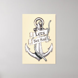 Lienzo vamos a zarpar cartel náutico vintage