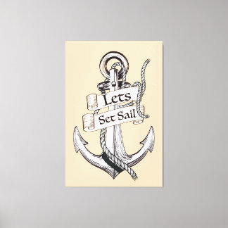 Lienzo vamos a zarpar cartel náutico vintage