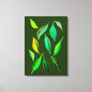 Lienzo Vamos Eco Verde deja ilustracion acuarela