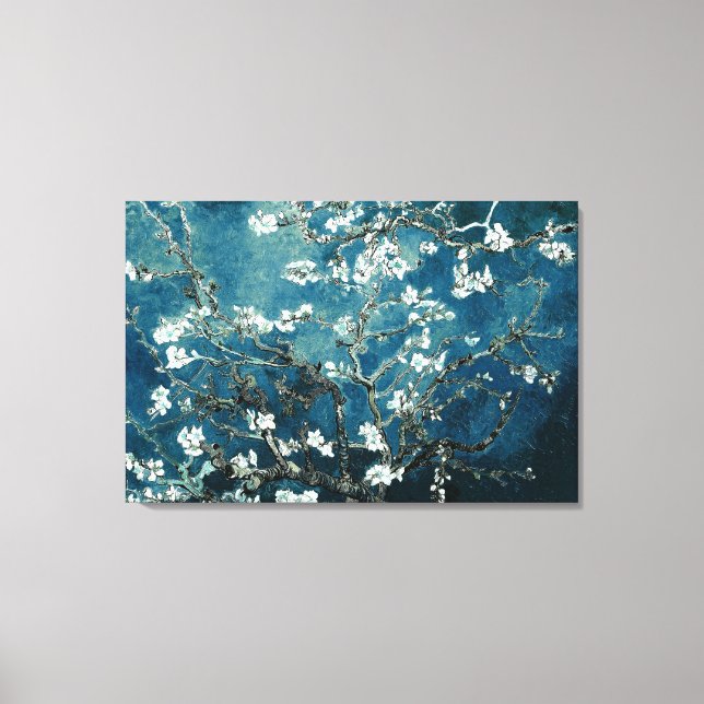 Lienzo Van Gogh Almond Blossoms Oscuro Verde azulado (Anverso)