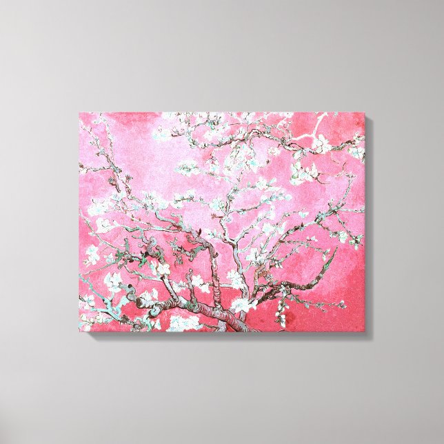 Lienzo Van Gogh Almond Flores azul rosa (Anverso)