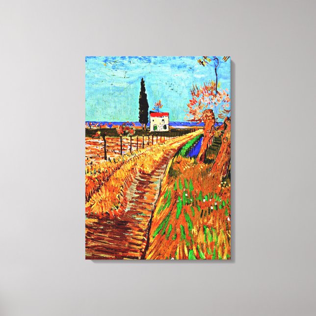 Lienzo Van Gogh - Camino a través de un campo con sauces (Anverso)