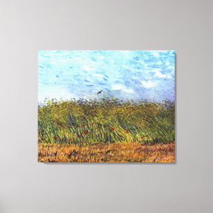 Lienzo Van Gogh: Campo de trigo con las amapolas y la