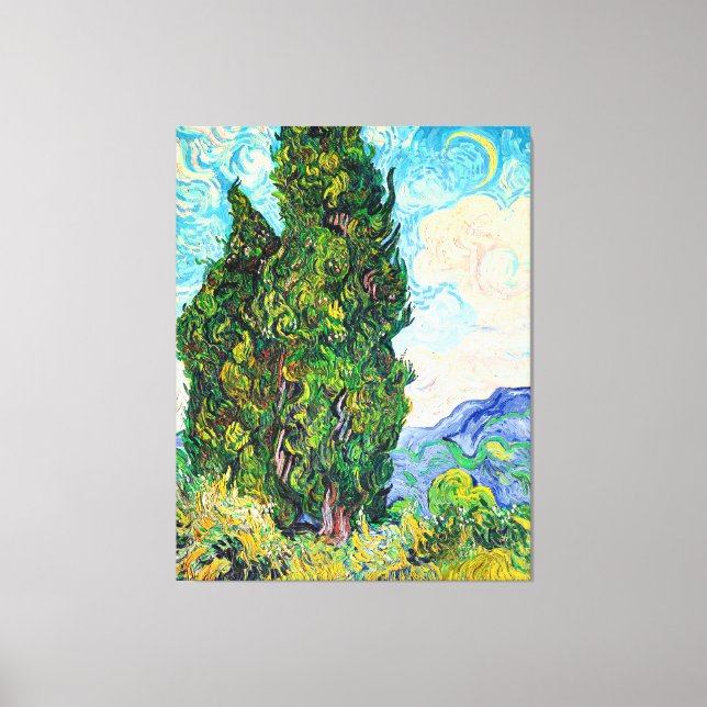 Lienzo Van Gogh - Cypresses, pintura artística fina de 18 (Anverso)