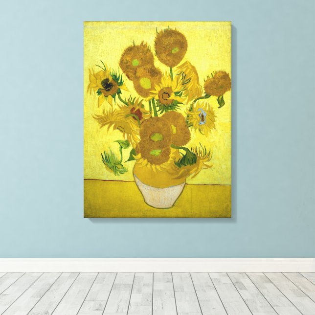 Lienzo Van Gogh - girasoles, cuarta versión, repetición (Insitu (piso de madera))