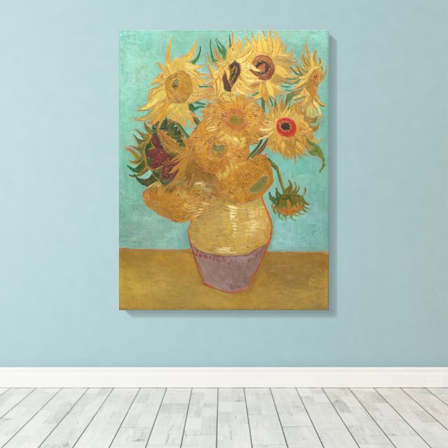Lienzo Van Gogh - girasoles, tercera versión, repetición (Insitu (piso de madera))