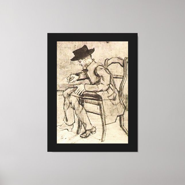 Lienzo Van Gogh - Hombre Que Escribe, Enfrentando A La Iz (Anverso)