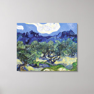 Lienzo Van Gogh - Olivos en un paisaje montañoso