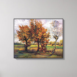 Lienzo Van Gogh - Paisaje de otoño con cuatro árboles