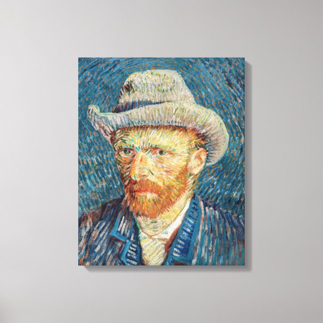 Lienzo Van Gogh - Retrato propio con un Gorra de Grey Fel (Anverso)