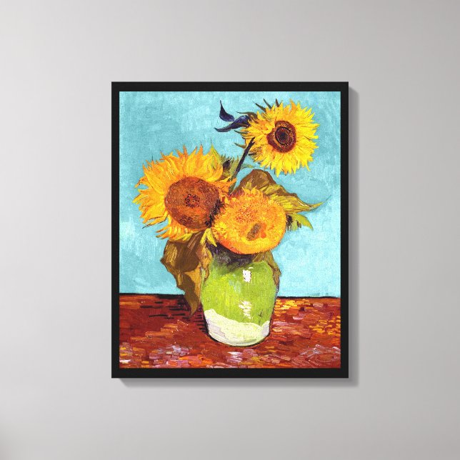 Lienzo Van Gogh - Tres Sunflowers In A Vase - Bella Artes (Anverso)