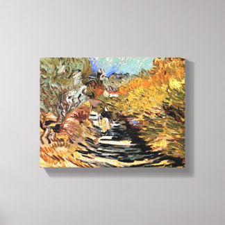 Lienzo Van Gogh - Un camino en Saint-Remy con figura feme