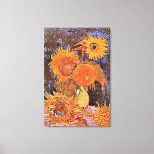 Lienzo Van Gogh - Vase de vida fija con cinco girasoles