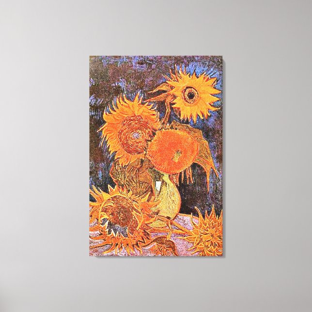 Lienzo Van Gogh - Vase de vida fija con cinco girasoles (Anverso)