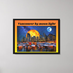 Lienzo Vancouver por la luz de la luna