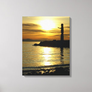 Lienzo Vancouver Totem Poles Sunset Art Print Canvas