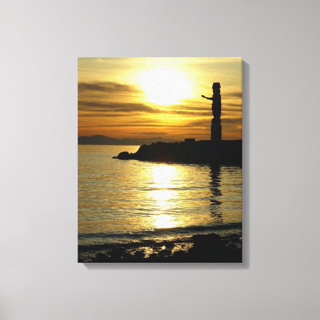 Lienzo Vancouver Totem Poles Sunset Art Print Canvas (Anverso)